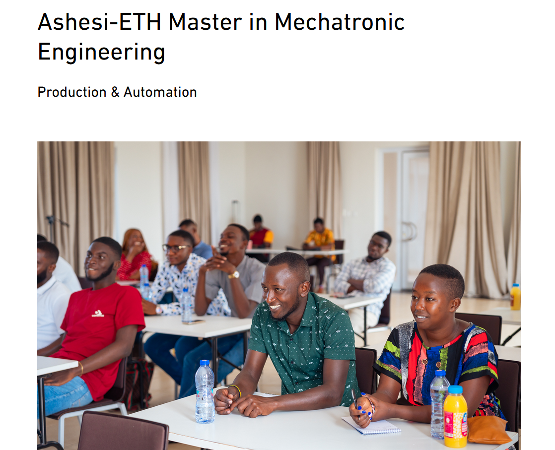 
	Switzerland Ashesi-ETH Masters Fully Funded Scholarship
